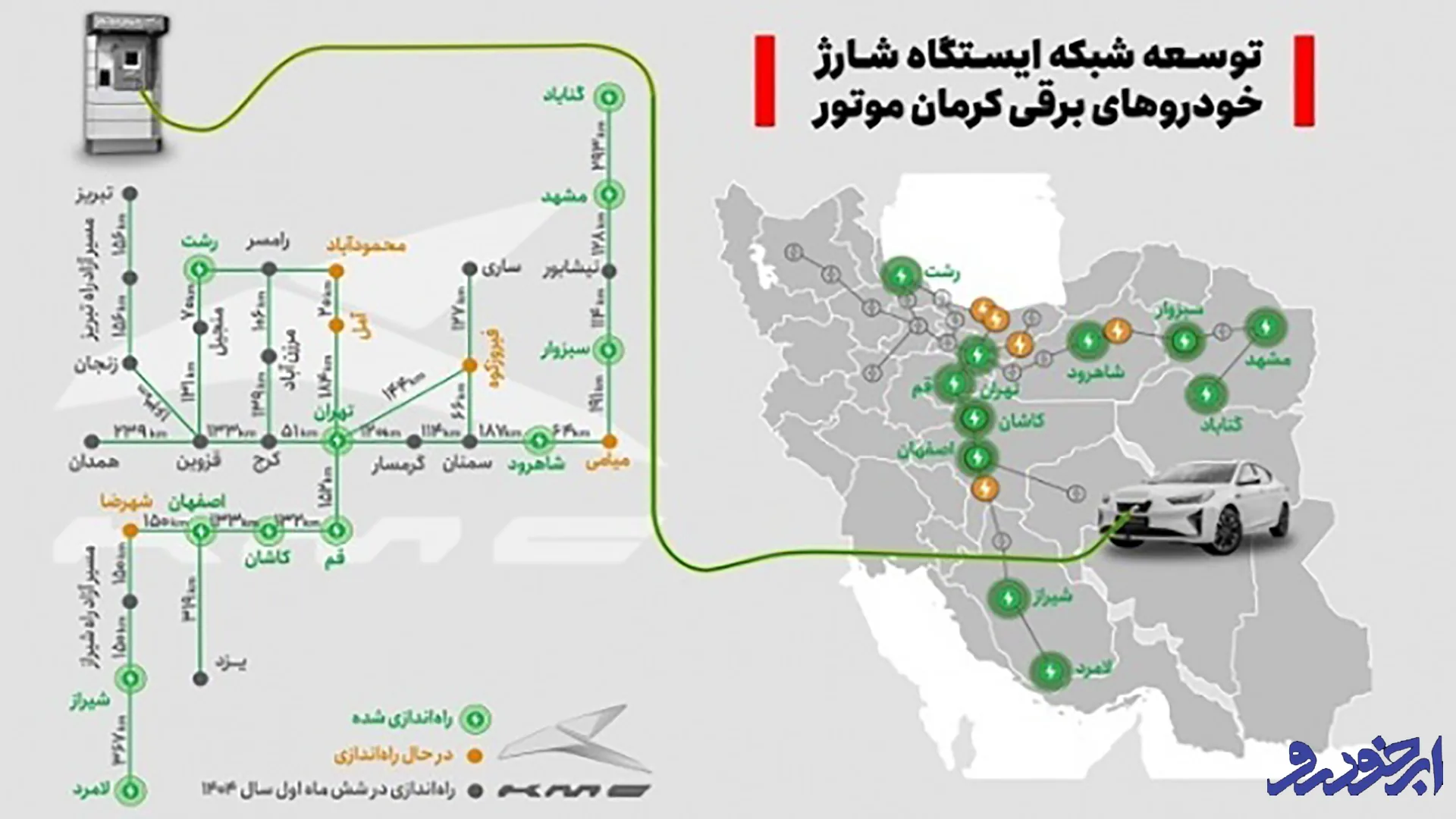 توسعه ایستگاه های شارژ خودروهای برقی در سطح کشور توسط کرمان موتور