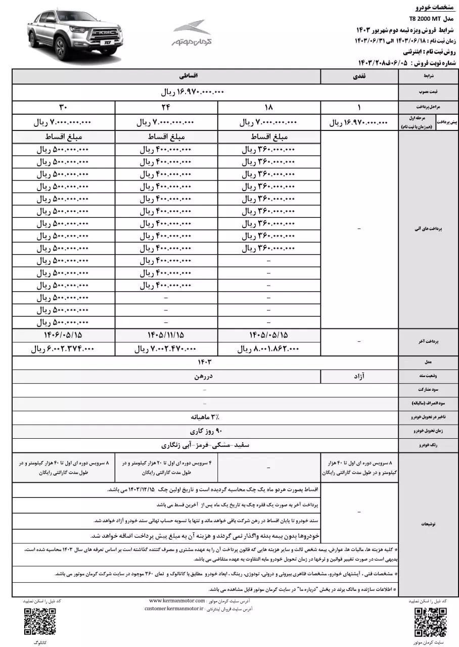 شرایط فروش محصولات کرمان موتور