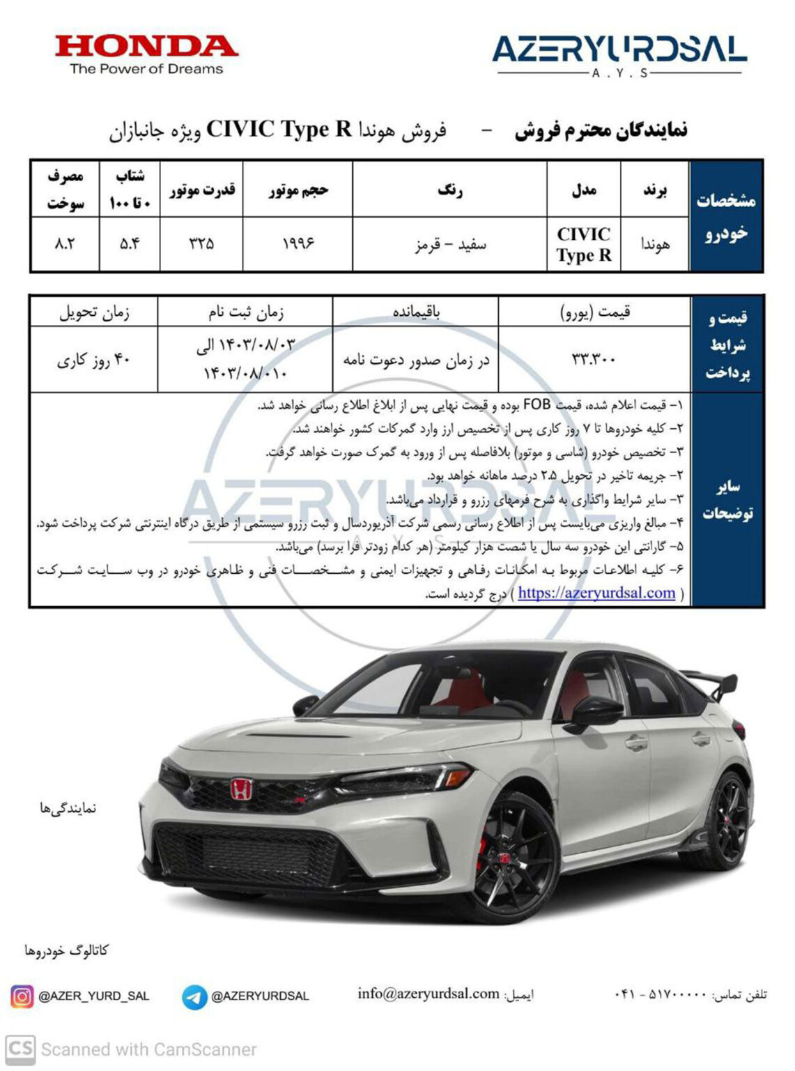 جدول هوندا سیویک