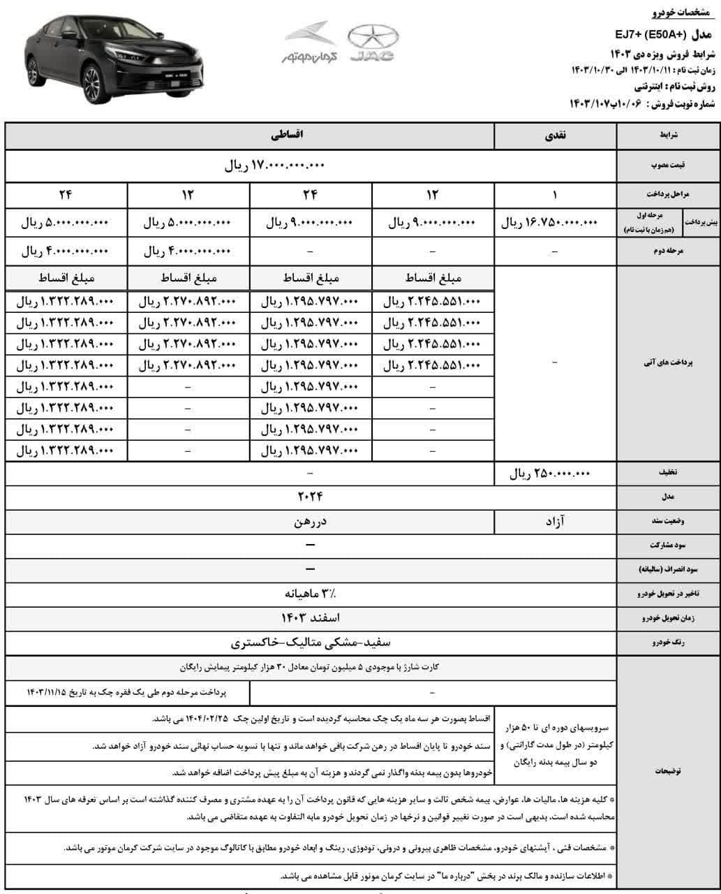 بخشنامه فروش کرمان موتور