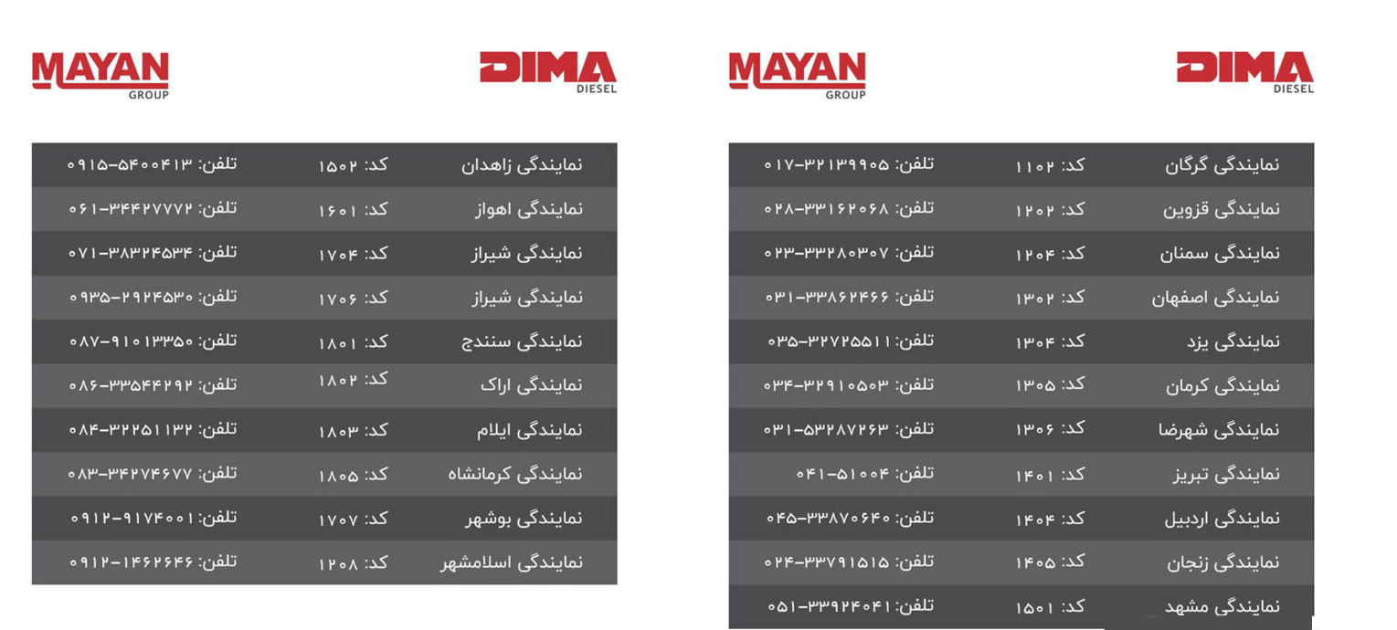 نمایندگی های دیما