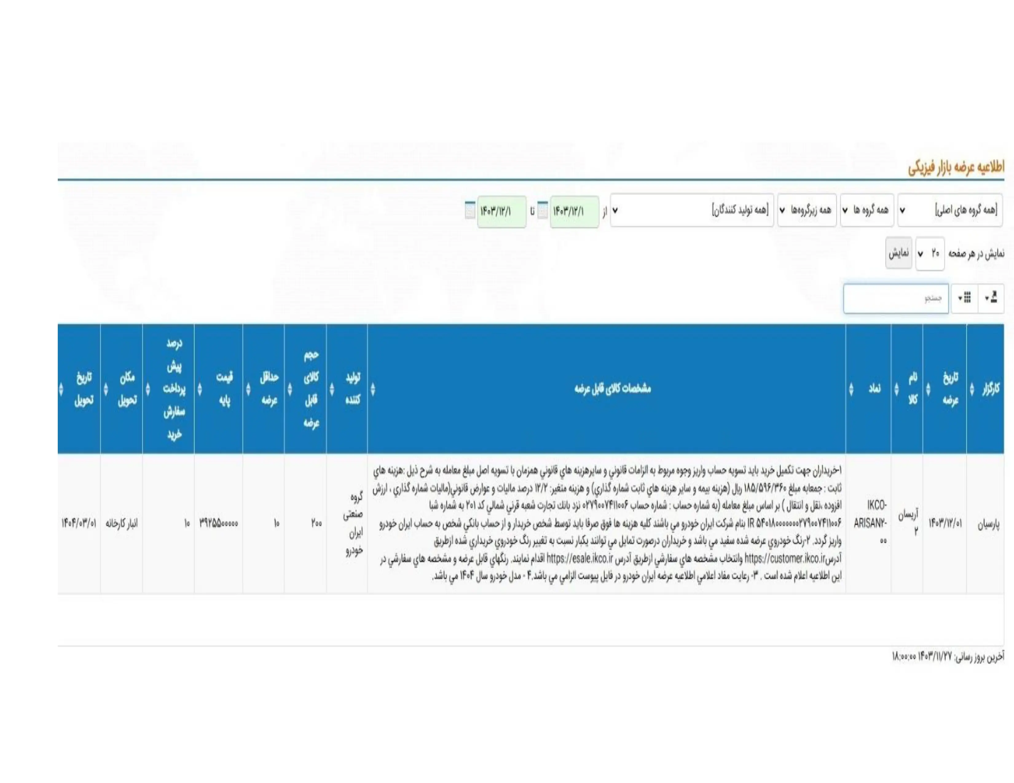 اطلاعیه ایران خودرو برای اریسان2