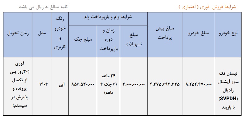 شرایط فروش فوری وانت نیسان با باربند