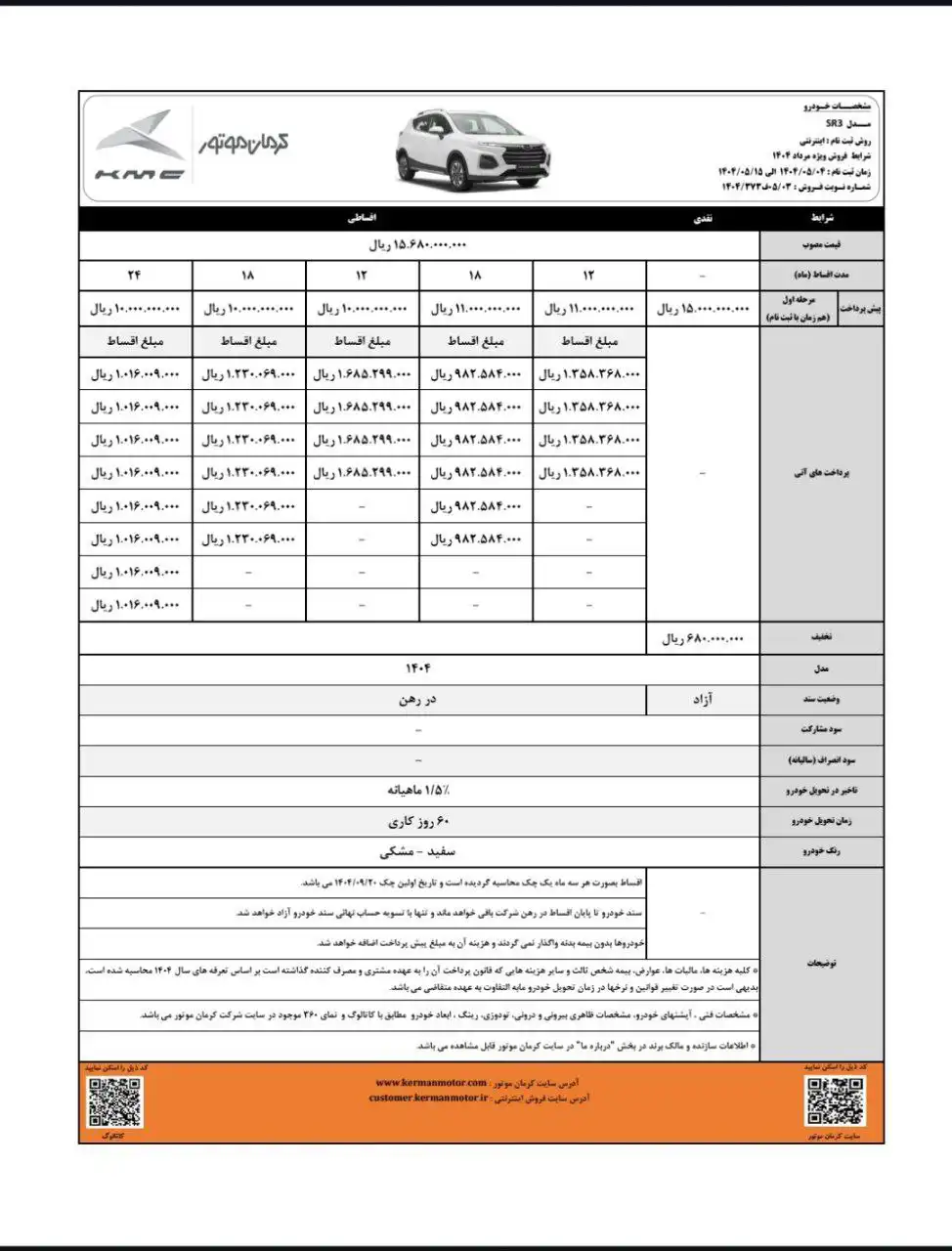بخشنامه فروش KMC SR3