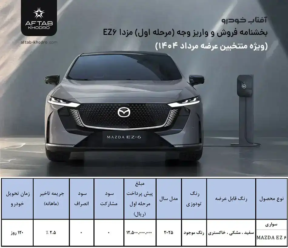 جدول فروش مزدا EZ-6