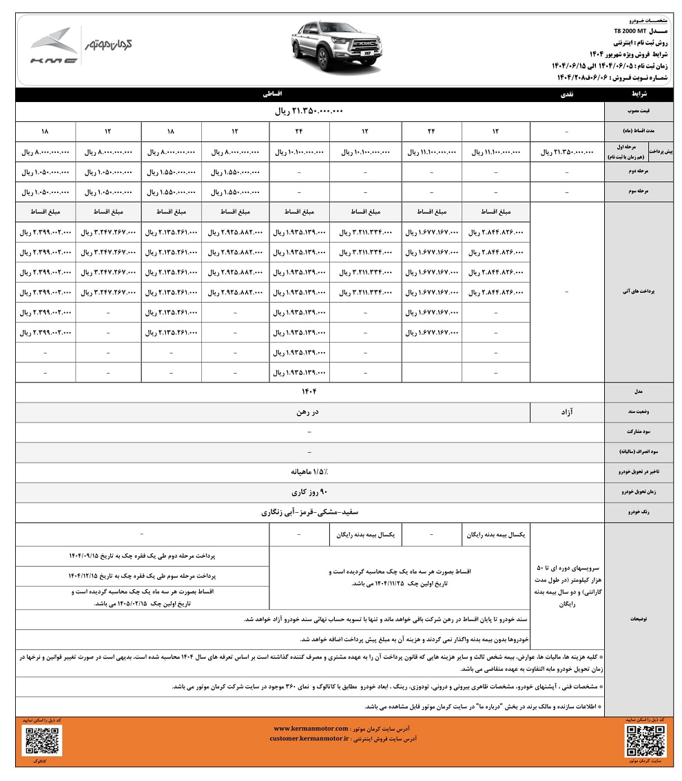 بخشنامه فروش KMC T8