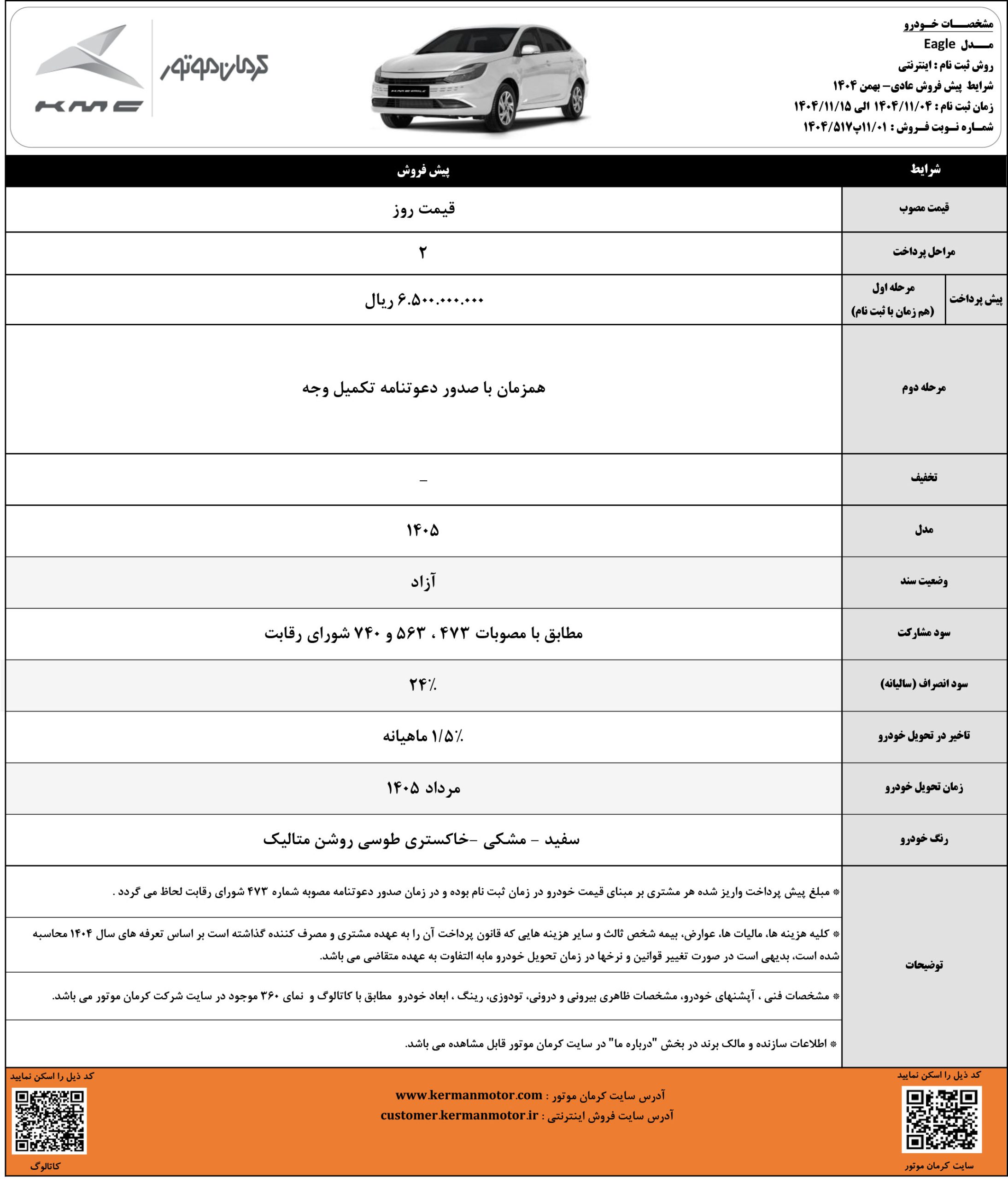 شرایط فروش کی ام سی ایگل